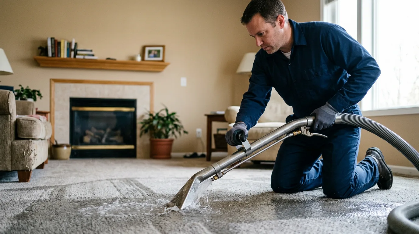 Water damage restoration technician working near Watson, AR